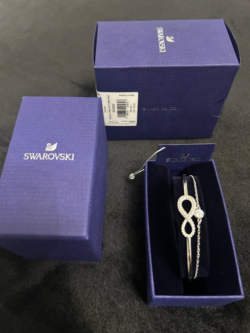 Swarovski Silver Infinity Crystal Bracelet Duo with Box